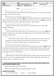 English Worksheet: Leisure time