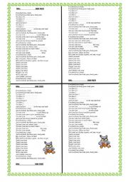 English Worksheet: BODY SONG