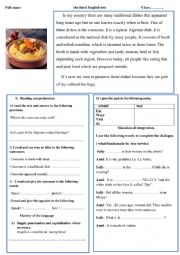 English Worksheet: Traditional dishes 