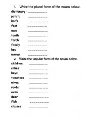 English Worksheet: Plurals