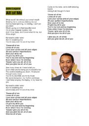 English Worksheet: SONG: ALL OF ME. JOHN LEGEND.