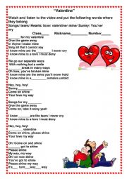 English Worksheet: Valentine T,pau