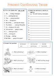 English Worksheet: present continuous