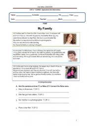 English Worksheet: My family