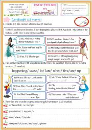 English Worksheet: End-of-term test 7th form