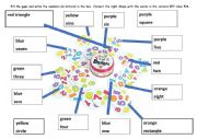 English Worksheet: Spot it/dobble shapes, numbers, colours