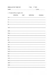 English Worksheet: IRREGULAR VERBS TEST