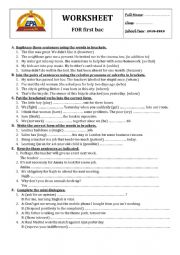 mixed language worksheet