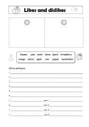 English Worksheet: likes/dislikes