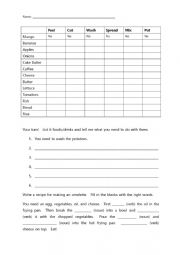 English Worksheet: Action Verbs with Food