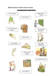 English Worksheet: Classroom language matching exercise