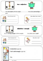 English Worksheet: too and enough