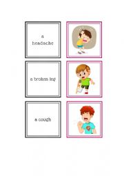 English Worksheet: Health problems Flashcards