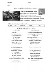 English Worksheet: We are the champions