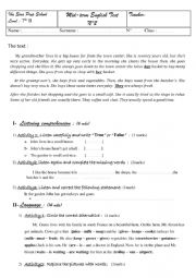 English Worksheet: 7th  form exam