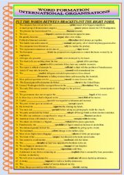 INTERNATIONAL ORGANISATIONS WORD FORMATION VOCABULARY