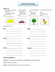 English Worksheet: Describling objects- fluency practice