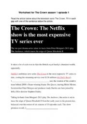 English Worksheet: The Crown SE01 E01