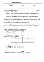 English Worksheet: diagnostic test