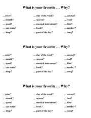 English Worksheet: What is your favorite....?