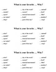 English Worksheet: What is your favorite....?