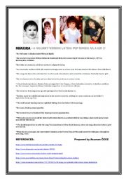 English Worksheet: SHAKIRA - a Grammy-winning Latina pop singer AS A KID 