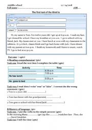 English Worksheet: Test for ms1