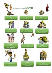 English Worksheet: Prepositions with Shrek - More compact