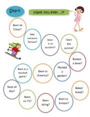 English Worksheet: Have you ever... game