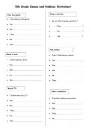 English Worksheet: Grammar for games and hobbies