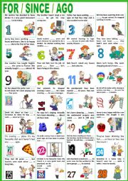 English Worksheet: SINCE / FOR / AGO 2  -  exercises