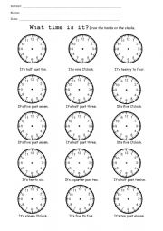 English Worksheet: Telling Time