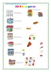 English Worksheet: Shops and products