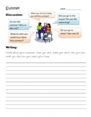 English Worksheet: Summer conversation