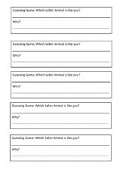 English Worksheet: Safari Game