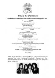 English Worksheet: Queen - We are the Champions