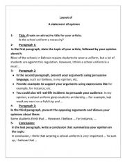 English Worksheet: how to write a statement of opinion