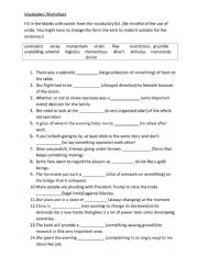 Vocabulary Worksheet