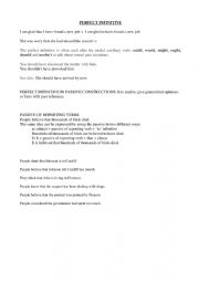 English Worksheet: Perfect Infinitive - passive