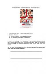 English Worksheet: GRADED READING LOVE ACTUALLY- READING + ACTIVITIES