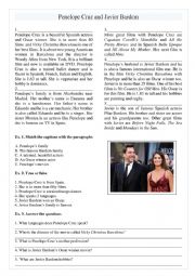 English Worksheet: Reading about Penelope Cruz Simple Present