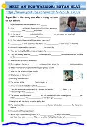 English Worksheet: Boyan Slat youtube clip