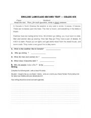 English Worksheet:  A reading and writing test 