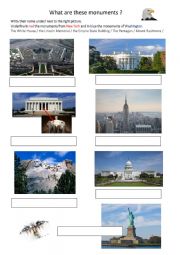 English Worksheet: US monuments