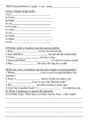 English Worksheet: Present perfect test