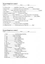 English Worksheet: Present simple test