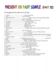 English Worksheet: PRESENT OR PAST SIMPLE (iI)