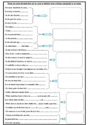 English Worksheet: Writing Intro Phrases Worksheet