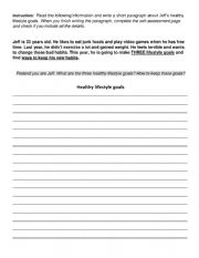 Paragraph Writing - Healthy Lifestyle Goals