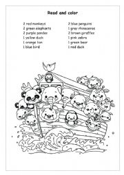 English Worksheet: read and colour